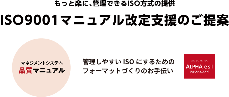 ISO9001マニュアル改定支援のご提案〜もっと楽に、管理できるISO方式の提供